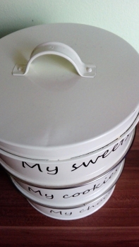 Smaltované dózy na sladkosti - priemer 25cm- Vyradenie dek4740