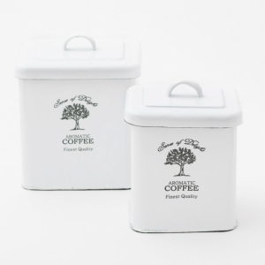 Smaltovaný riad - dóza na kávu (set 2ks) 18/16cm