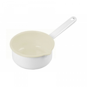 Smaltovaný hrniec s výlevkou biely 13cm