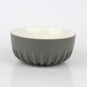 Raňajková miska s rebrovaním tmavo šedá 14cm