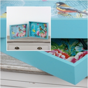 Raňajkový podnos tyrkys 2ks 40x30 / 36x22,5cm