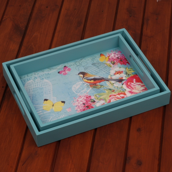 Raňajkový podnos tyrkys 2ks 40x30 / 36x22,5cm