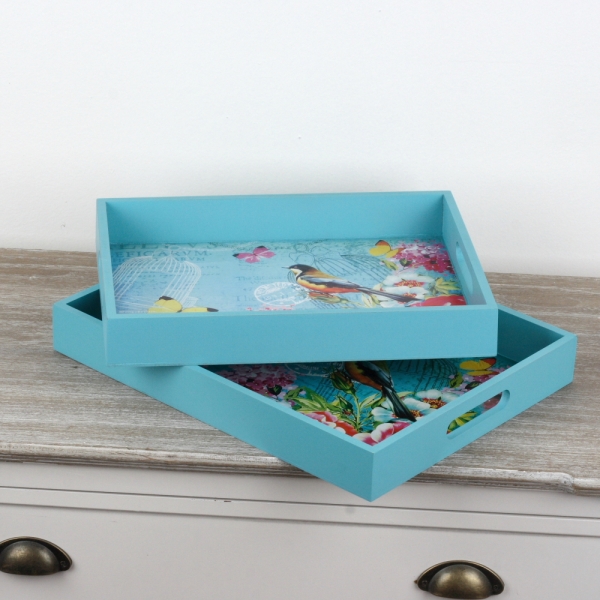 Raňajkový podnos tyrkys 2ks 40x30 / 36x22,5cm