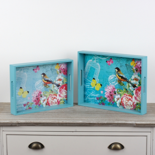 Raňajkový podnos tyrkys 2ks 40x30 / 36x22,5cm