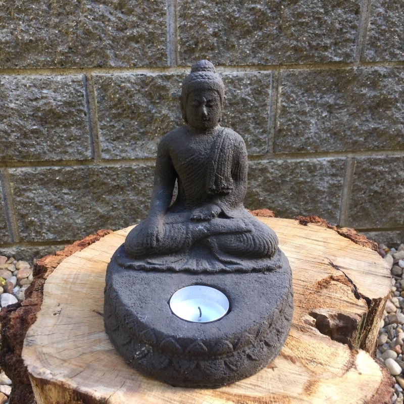 Socha Buddha kamenný svietnik 18cm