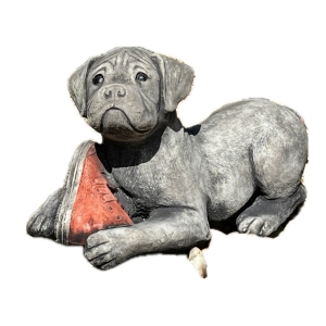 Socha do záhrady pes s topánkou 38 cm 10 kg