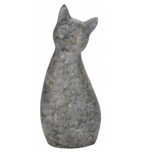 Socha mačky Magnesia sivá / zlatá 33x26x82cm