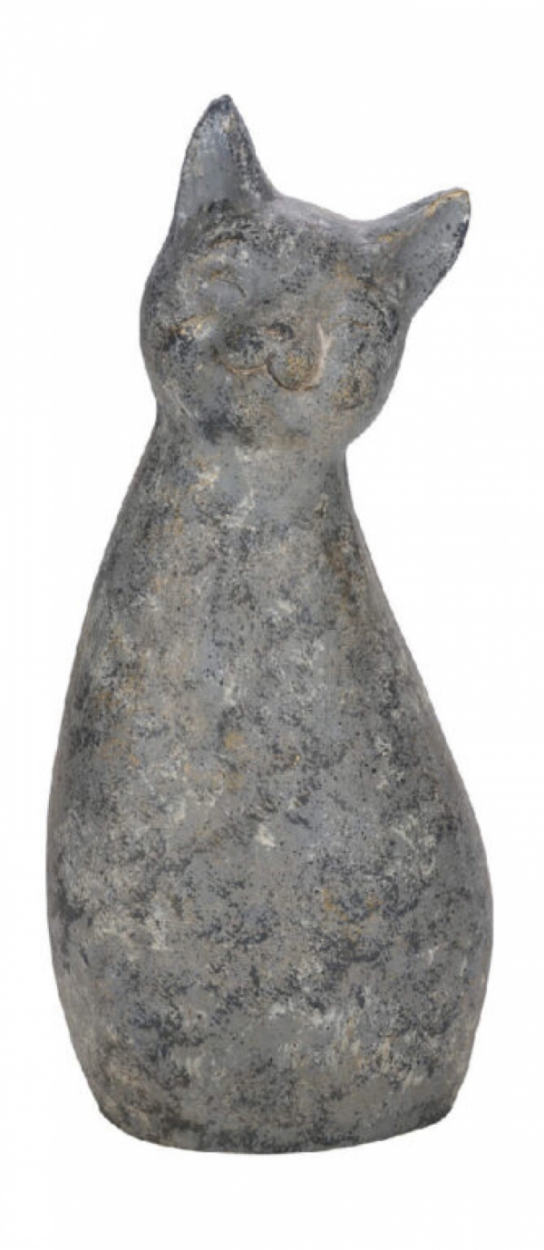 Socha mačky Magnesia sivá / zlatá 33x26x82cm