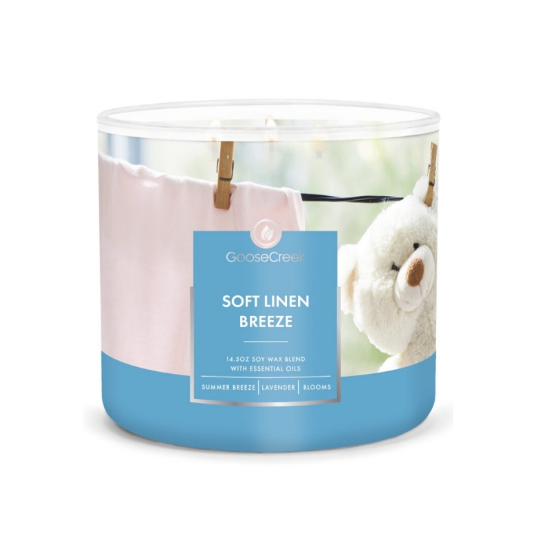 Sójová sviečka SOFT LINEN BREEZE s 3 knôtmi