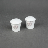 Soľnička a korenička kamenina - motív srdce