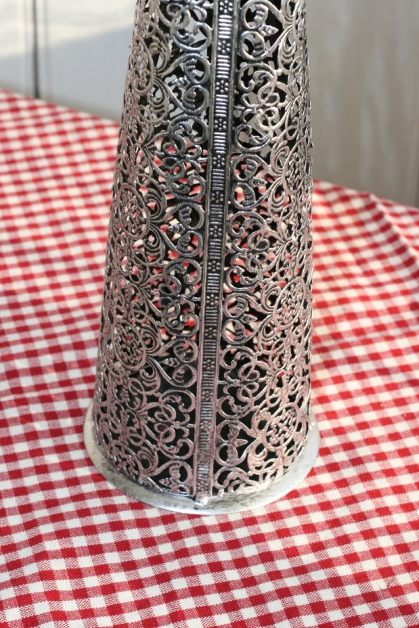 Soška anděl plechový stříbrný velký 57 cm