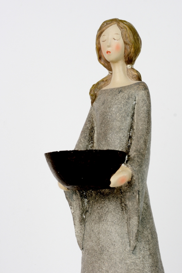 Soška anjel s miskou na sviečku 37cm