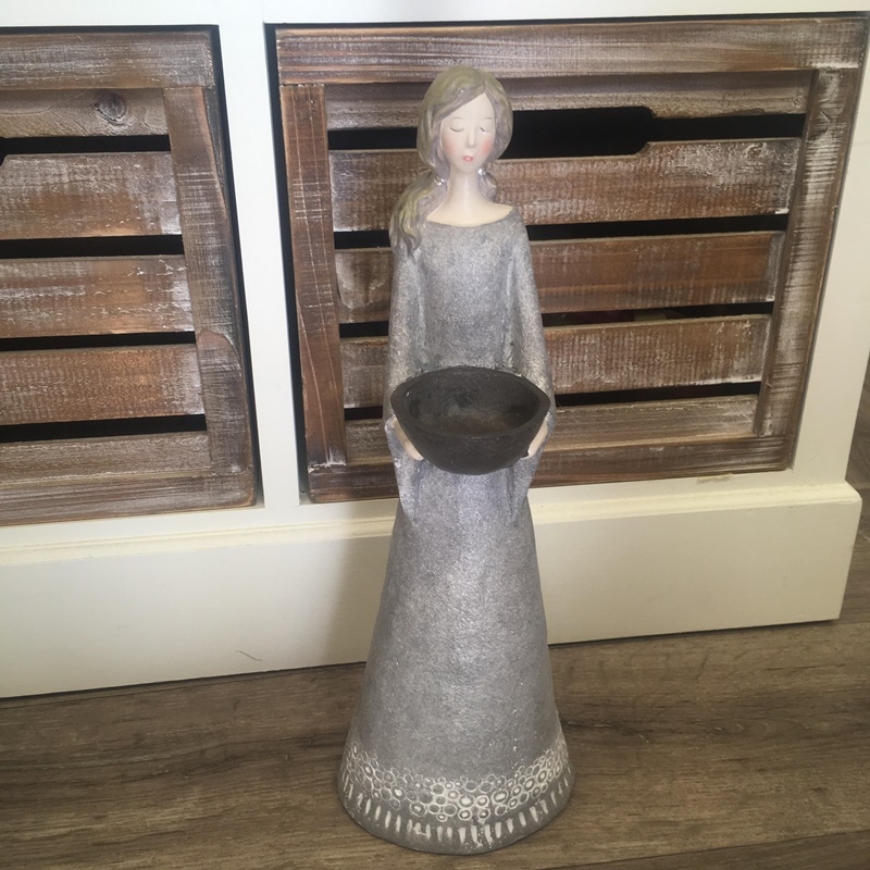 Soška anjel s miskou na sviečku 37cm
