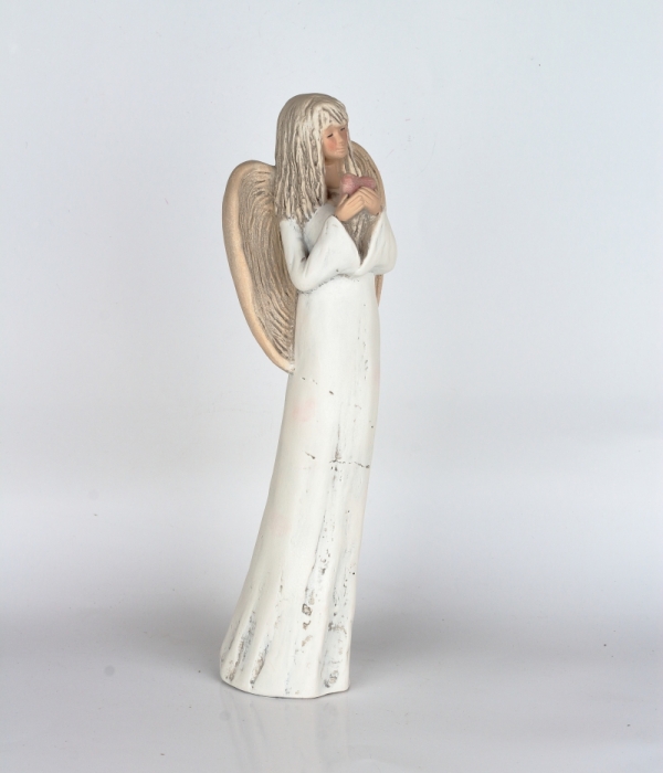 Soška anjel stojaci so srdcom 38cm