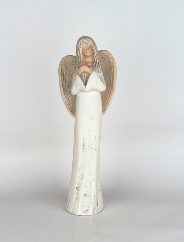 Soška anjel stojaci so srdcom 38cm