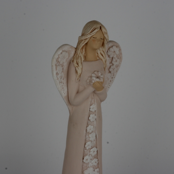 Soška anjel v ružových šatách 38cm