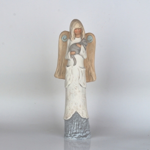 Soška anjela s mačkou 34cm