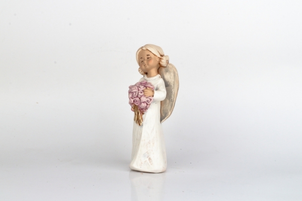 Soška anjela s kyticou 15cm