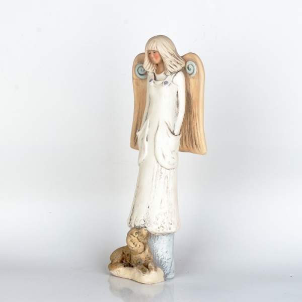 Soška anjela s psíkom 34cm
