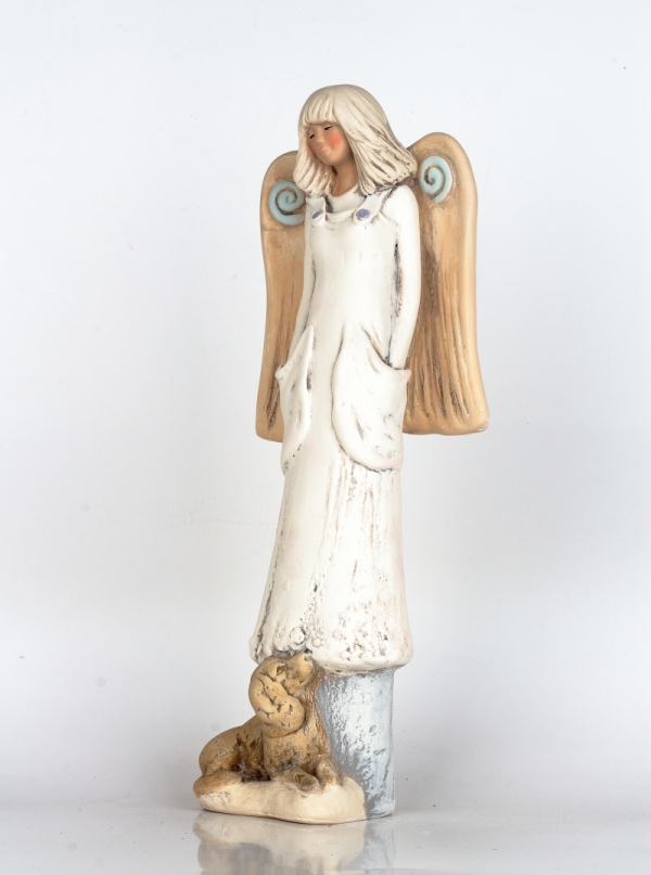 Soška anjela s psíkom 34cm
