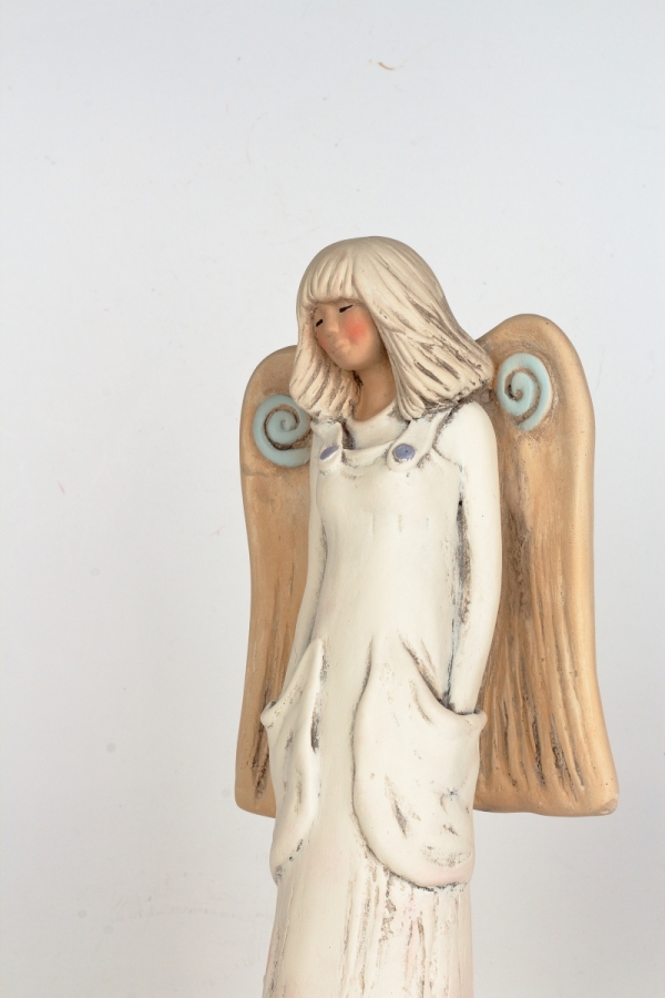 Soška anjela s psíkom 34cm