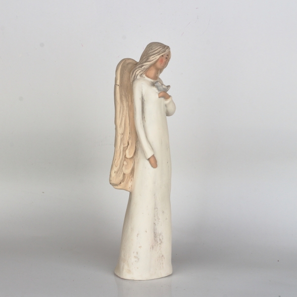 Soška anjela stojaci s vtáčikom 31cm