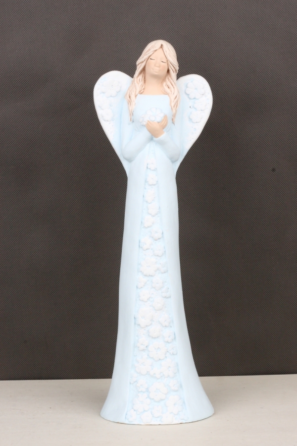 Soška anjela v modrých šatách 38cm