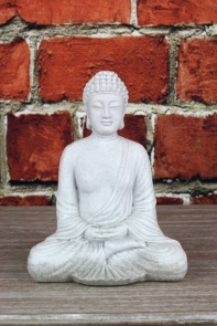 Soška Buddha šedý polyresin 20cm 