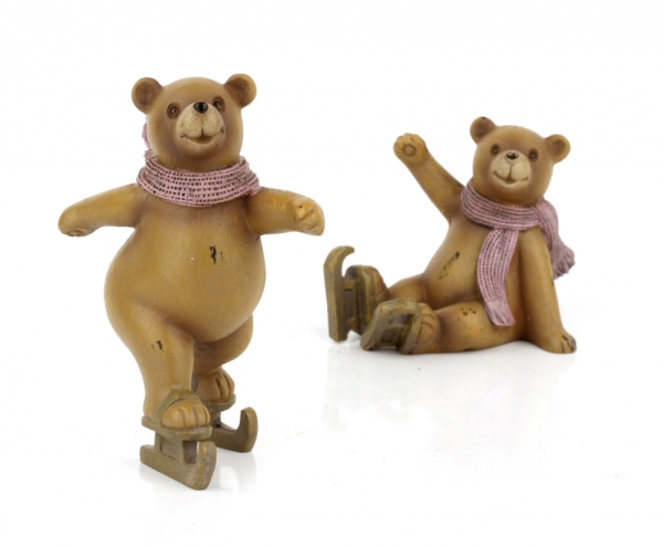 Soška do detskej izby medvedík na korčuliach 9x6x7cm