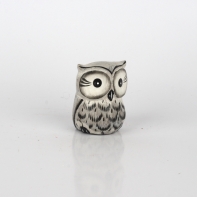 Soška drevená sova biela 6cm