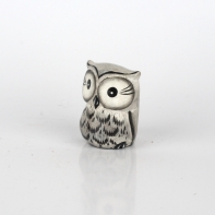 Soška drevená sova biela 6cm