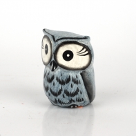 Soška drevená sova modrá 6cm