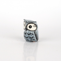 Soška drevená sova modrá 6cm