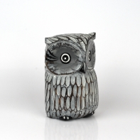 Soška drevená sova šedá 21cm