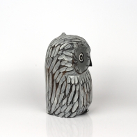 Soška drevená sova šedá 21cm