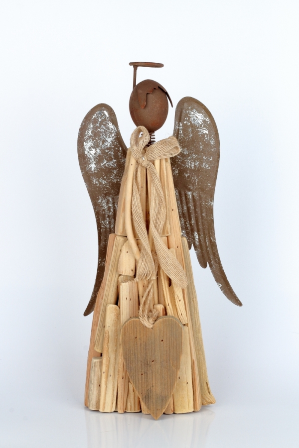 Soška drevený anjel 38cm