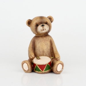 Soška medvedíka s bubienkom 12cm