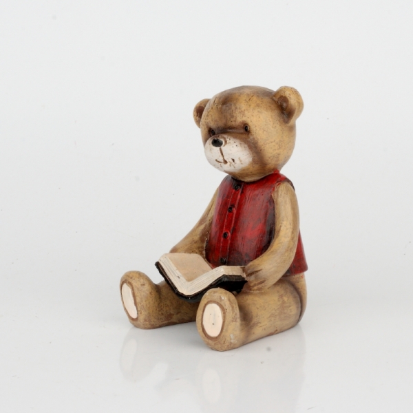 Soška medvedíka s knižkou 11cm