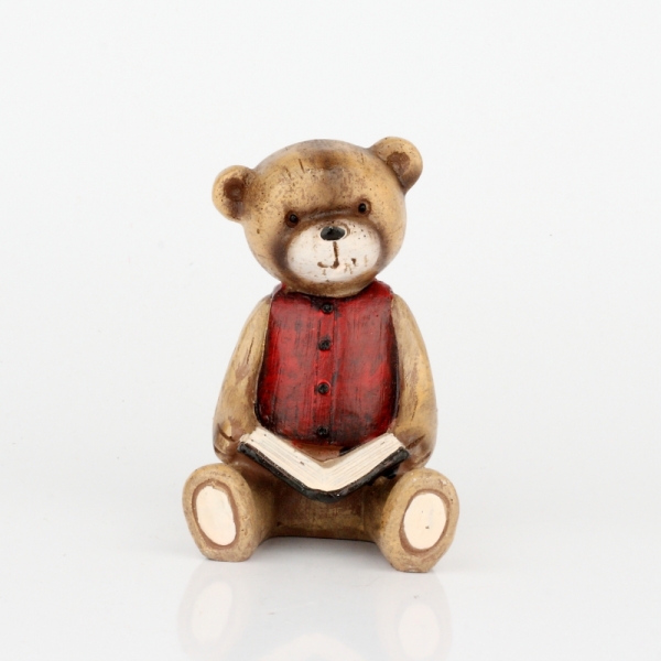Soška medvedíka s knižkou 11cm