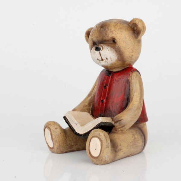 Soška medvedíka s knižkou 11cm