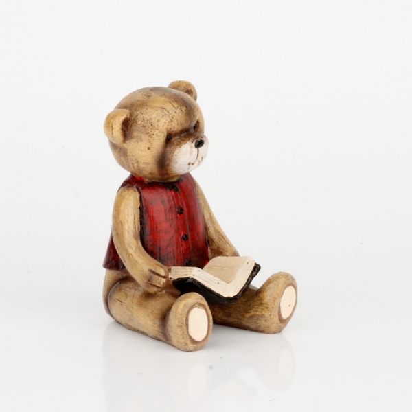 Soška medvedíka s knižkou 11cm