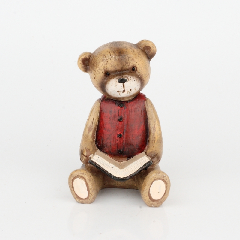 Soška medvedíka s knižkou 11cm