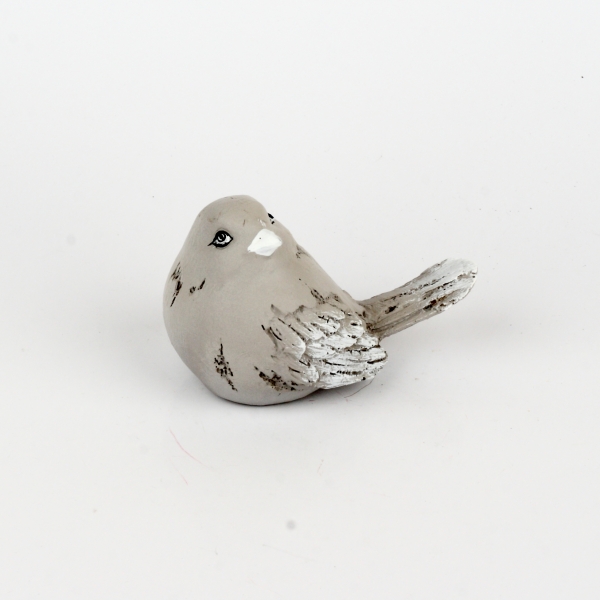 Soška vtáčik  šedivý 12,5x8x9cm