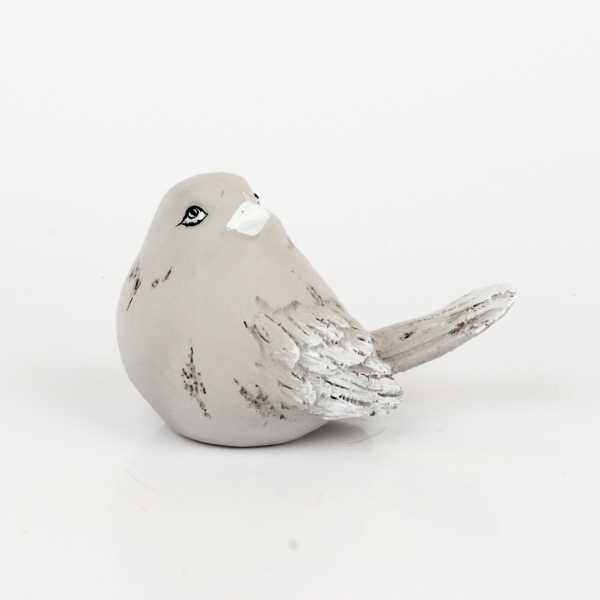 Soška vtáčik  šedivý 12,5x8x9cm