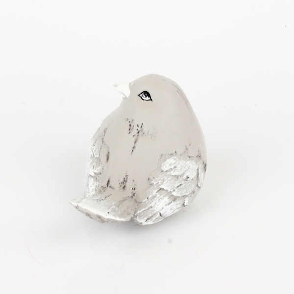 Soška vtáčik  šedivý 12,5x8x9cm