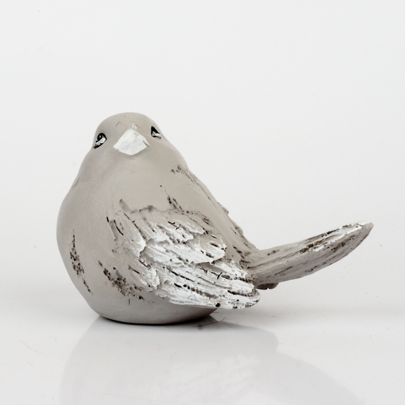 Soška vtáčik  šedivý 12,5x8x9cm