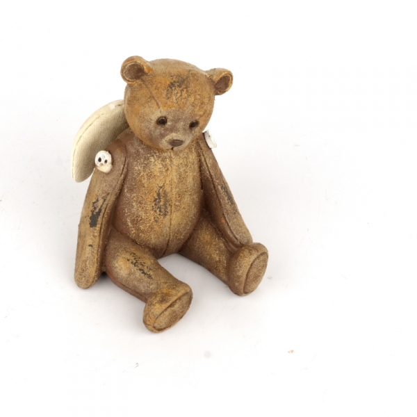 Soška sediaci medvedík s krídlami 7x9x11cm