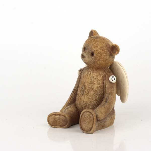 Soška sediaci medvedík s krídlami 7x9x11cm