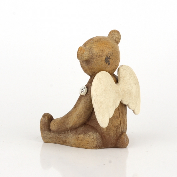 Soška sediaci medvedík s krídlami 7x9x11cm