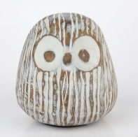 Soška sova s bielou patinou 11cm